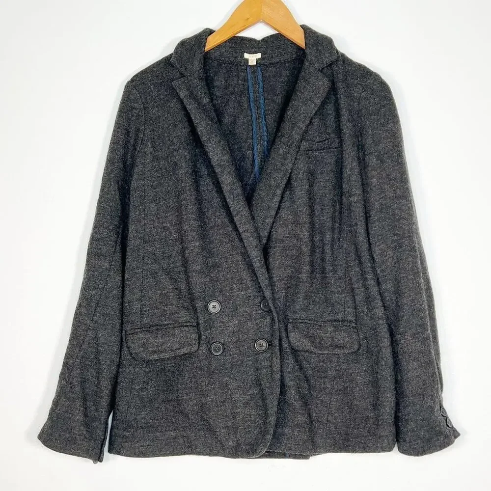 J. Crew 100% Wool Flannel Casual Blazer Suit Jacket Charcoal Grey Womens 4